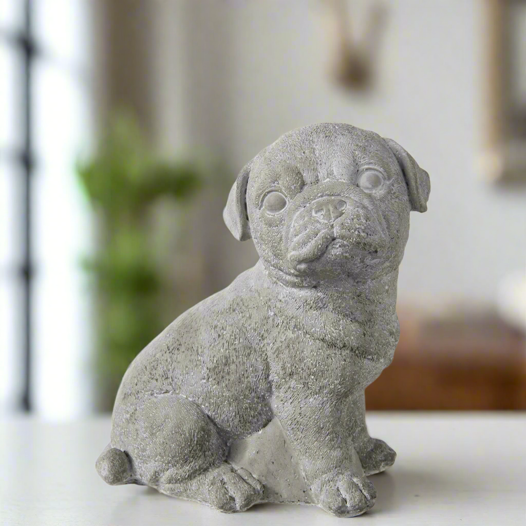 Dana Cement Sitting Baby Bulldog Figurine
