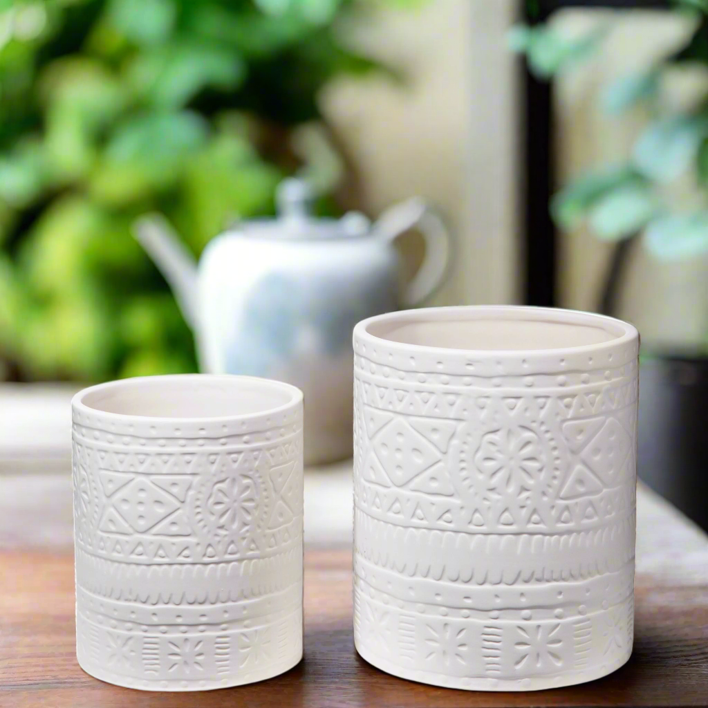 Zayora Tribal Ceramic Jar Set (Set of 2)
