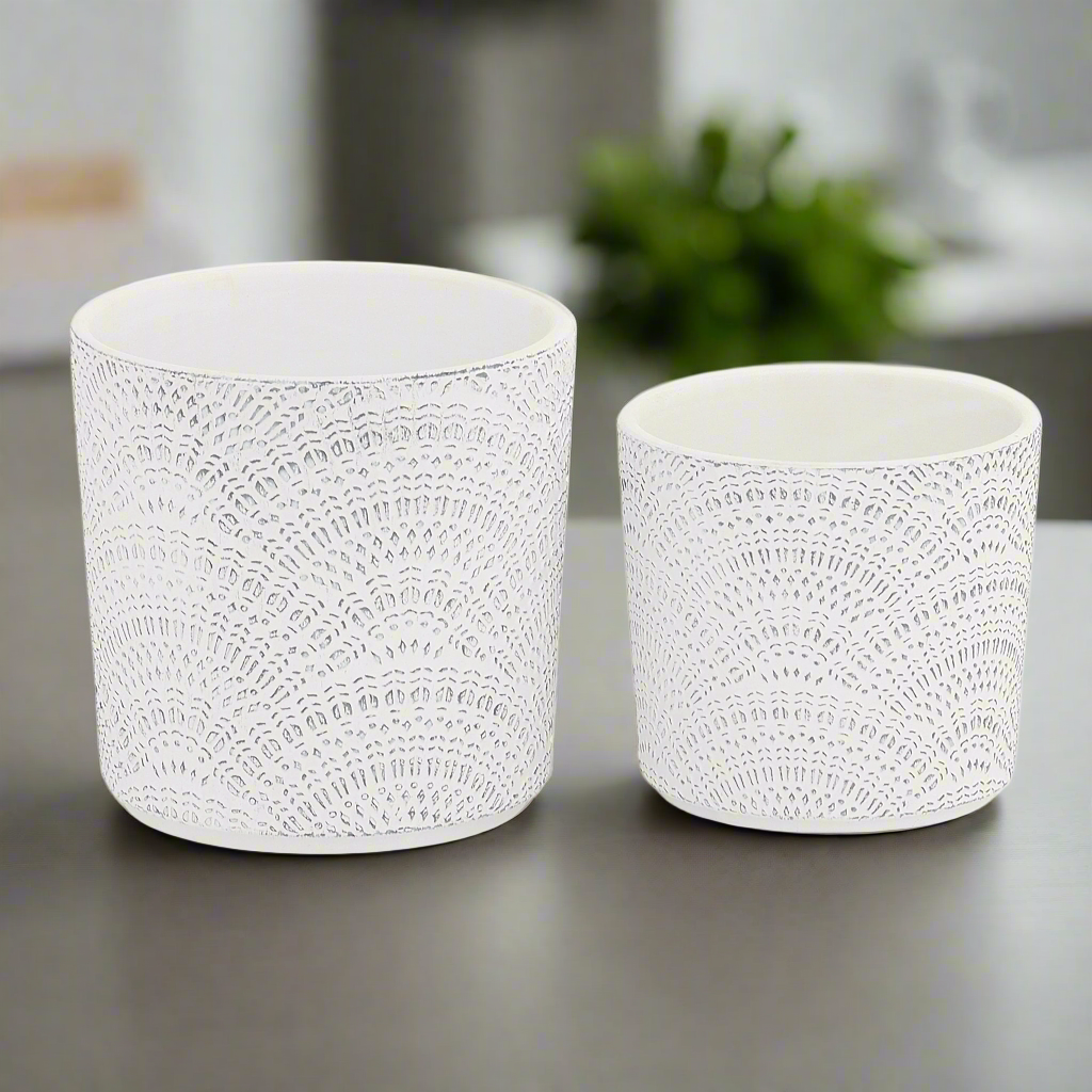 Selva Gray Cement Shell Texture Planter Set (Set of 2)