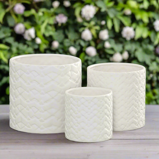 Alene Ceramic Round Planter Set (Set of 3)