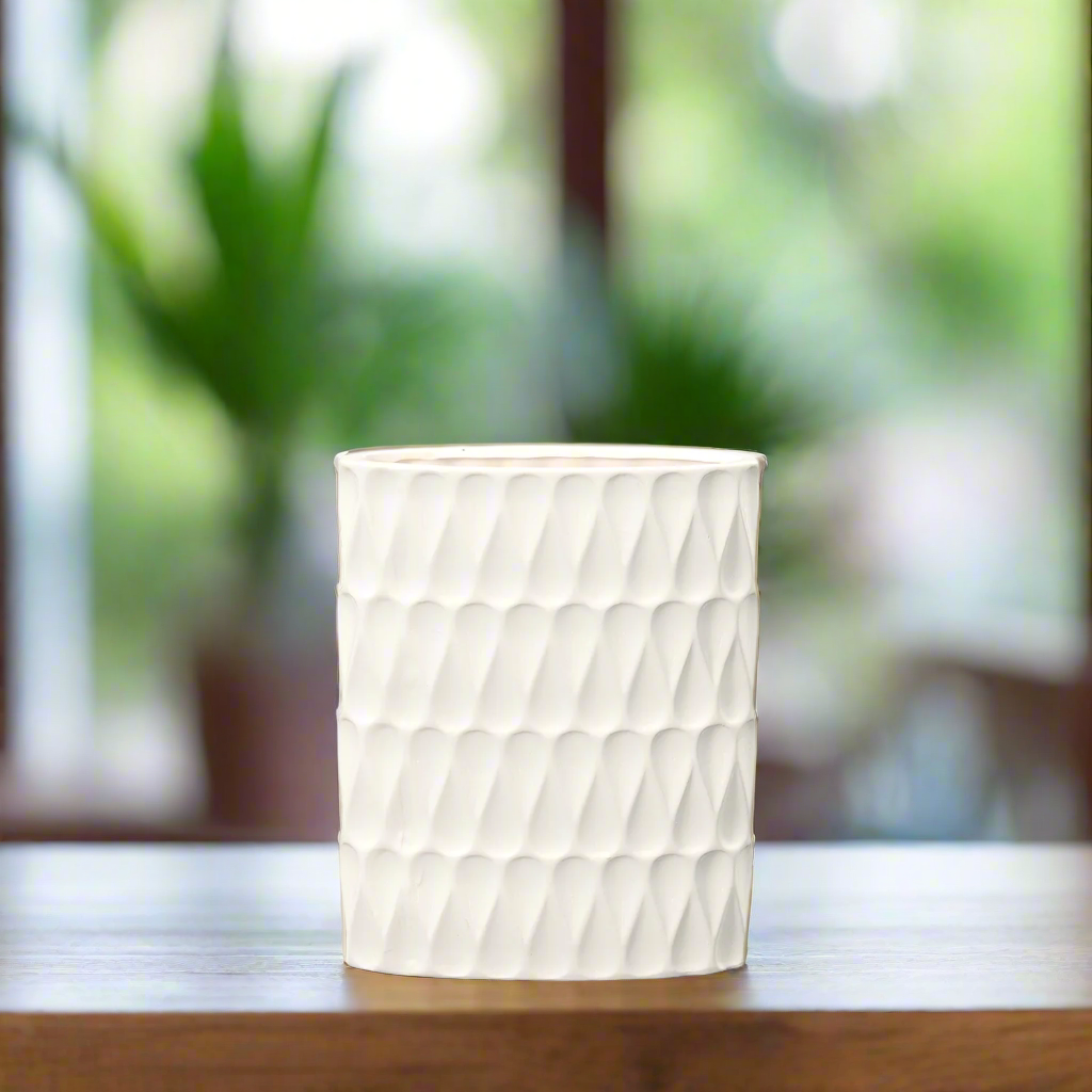 Rehannin Ceramic Oval Vase with Debossed Pear Pattern