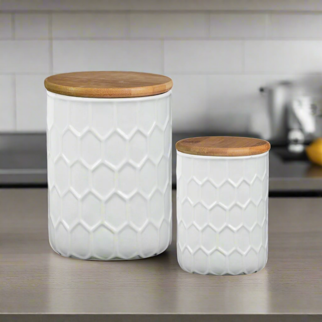Fern Ceramic Round Canister Set (Set of 2)