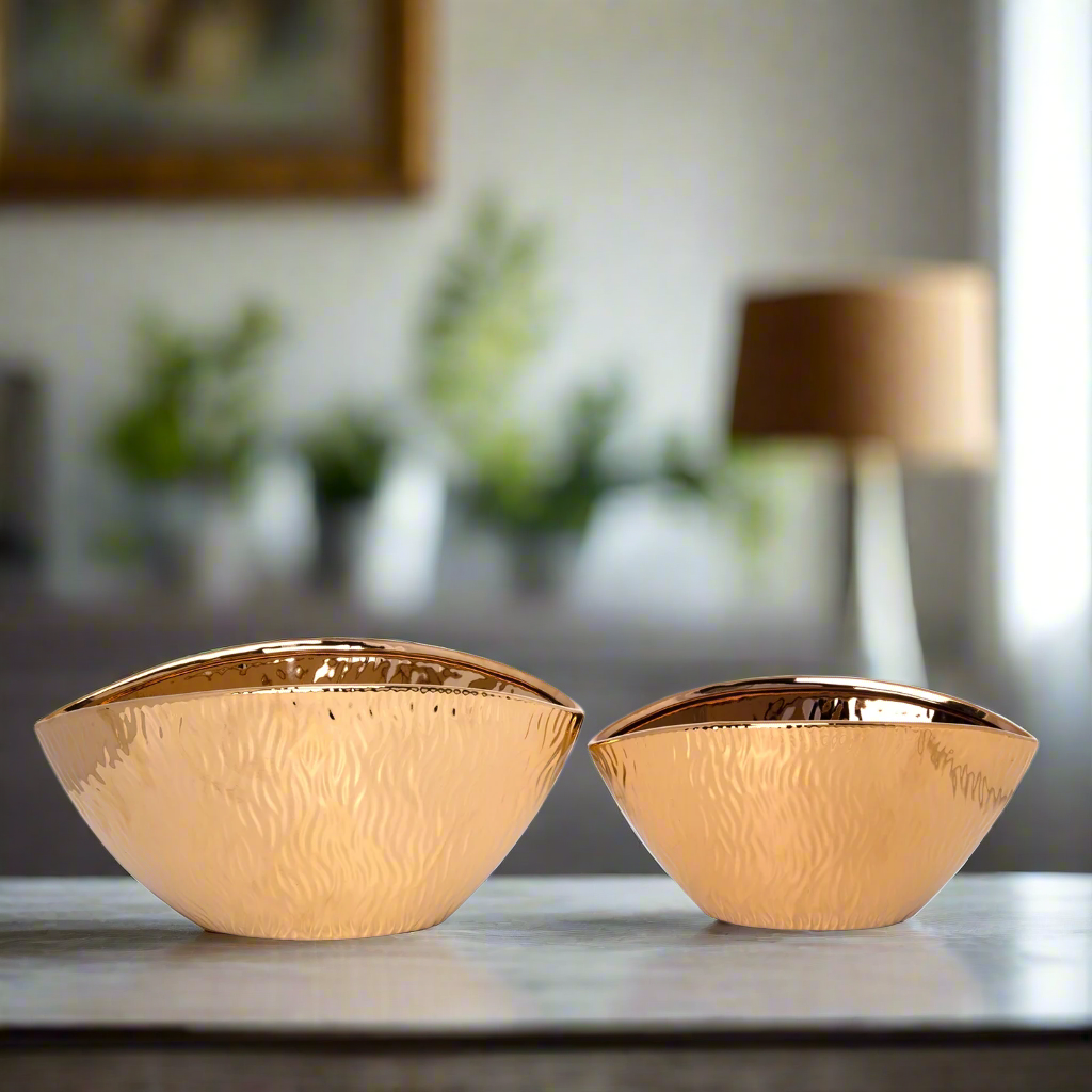 Bellamy Electroplated Oval Ceramic Decor Set (Set of 2)