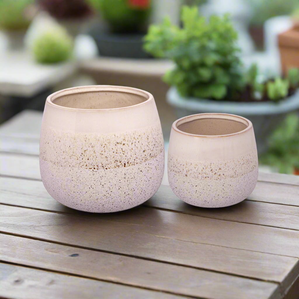 Arvell White Ceramic Pot Set (Set of 2)