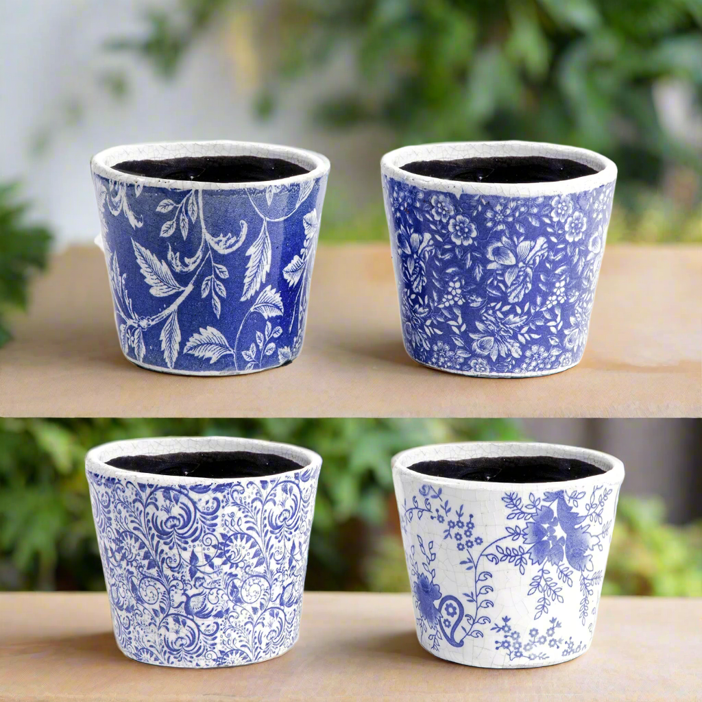 Celestique Ceramic Abstract Pot (Set of 4)