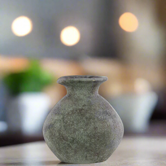Neena Terracotta Bellied Round Flower Vase with Uneven Lips