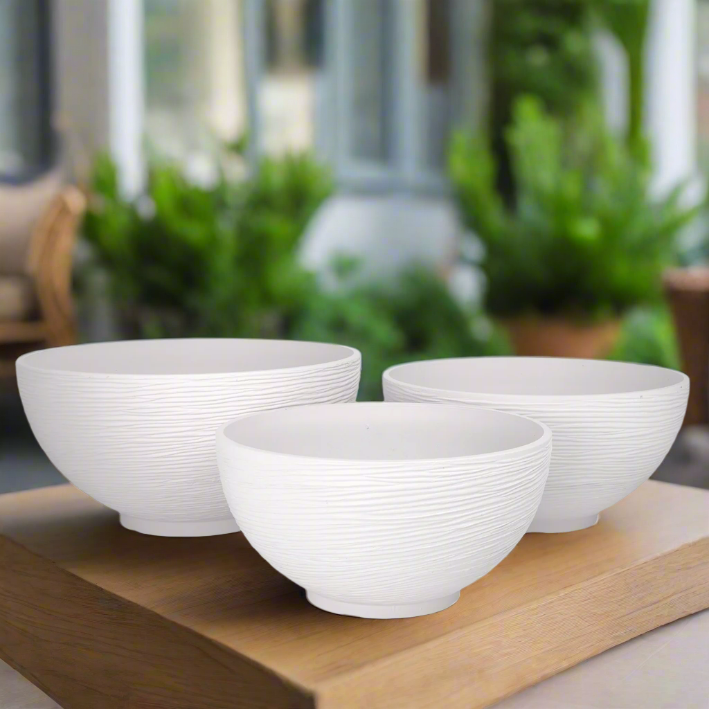 Havira White Fiberclay Planter Set (Set of 3)