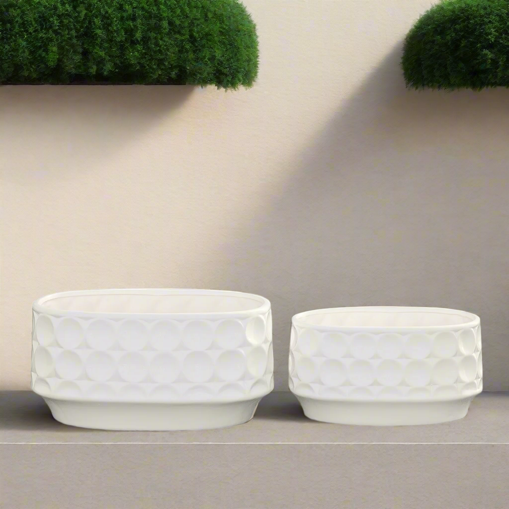 Yvessa Dotted Oval Ceramic Planter Set (Set of 2)