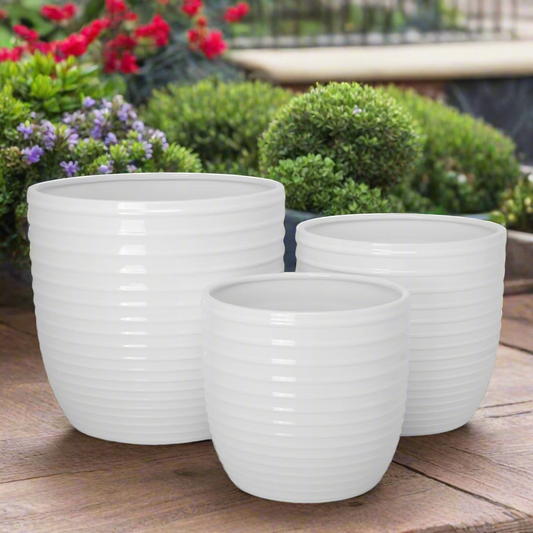 Loryne Layered Banded Planter Set (Set of 3)