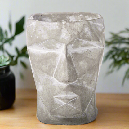 Otis Cement Pixelated Head Planter