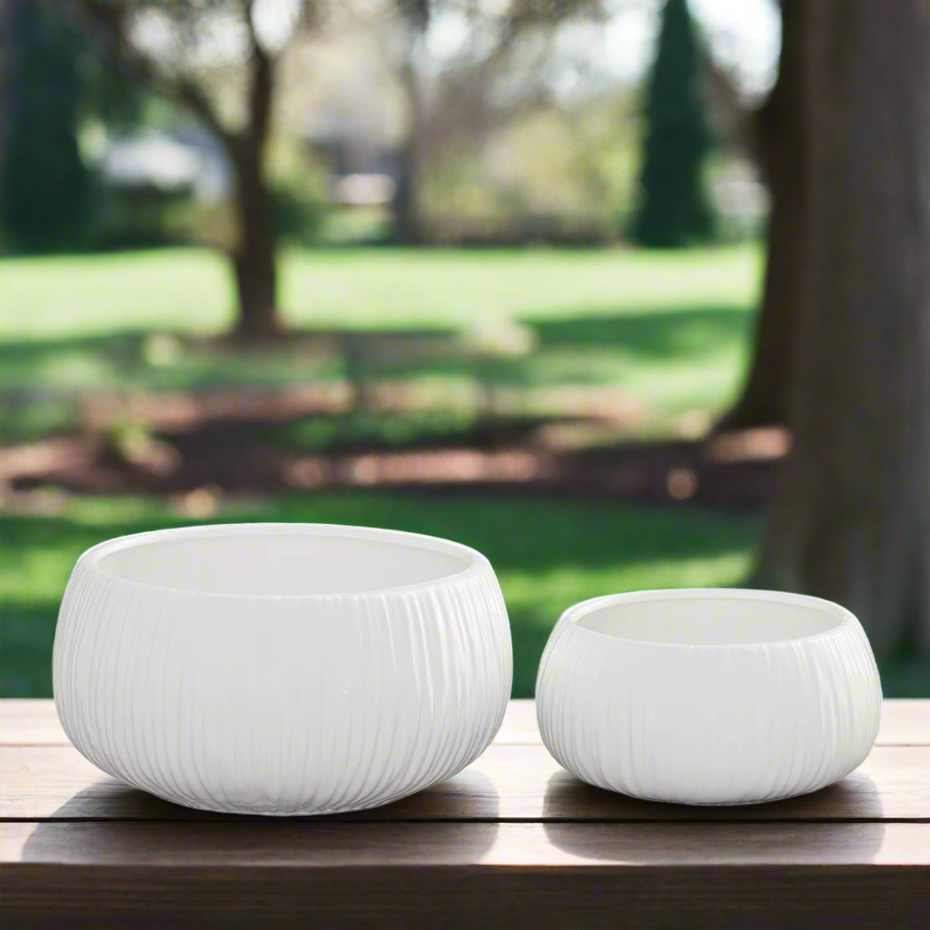 Soliva Ceramic Ribbed Flower Pot Set