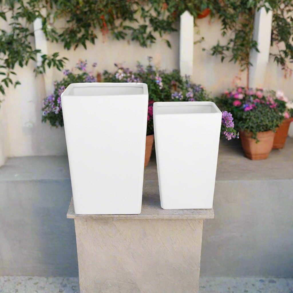 Penelope Ceramic Square Planter Set (Set of 2)