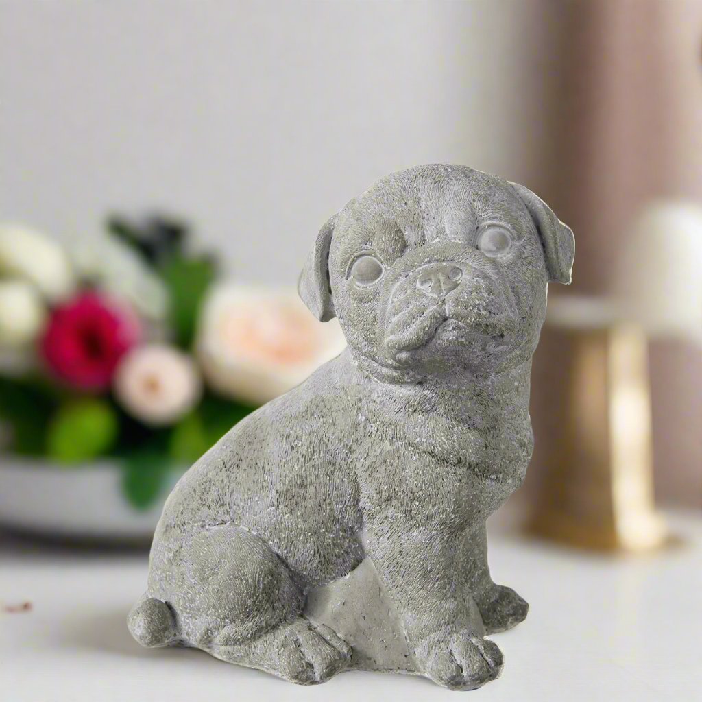 Dana Cement Sitting Baby Bulldog Figurine