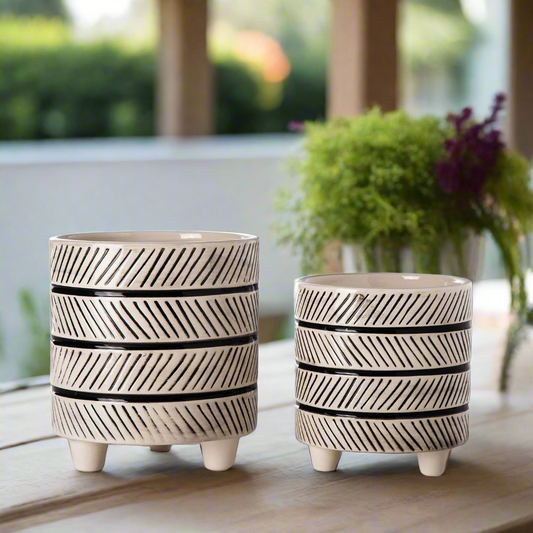 Javira Diagonal Banded Tripod Planter Set (Set of 2)