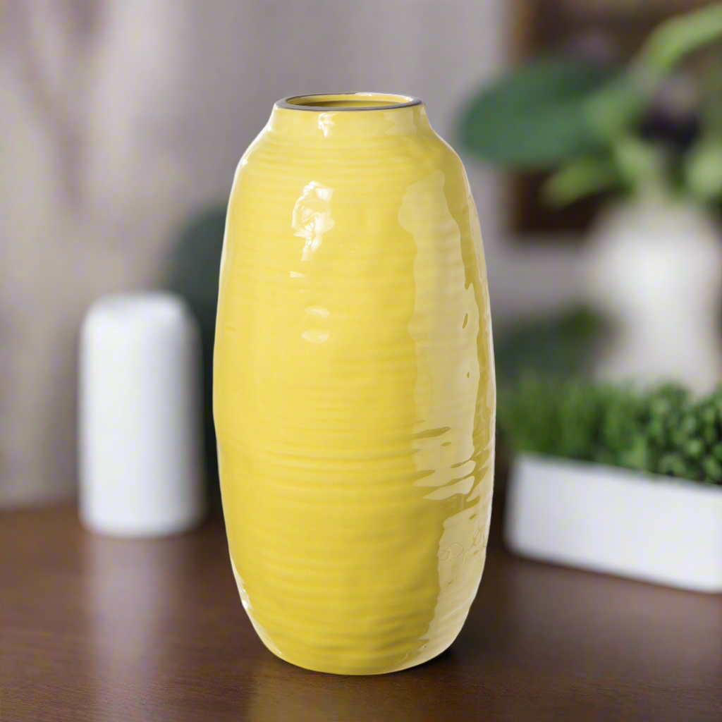 Sylvie Ceramic Tall Ribbed Vase