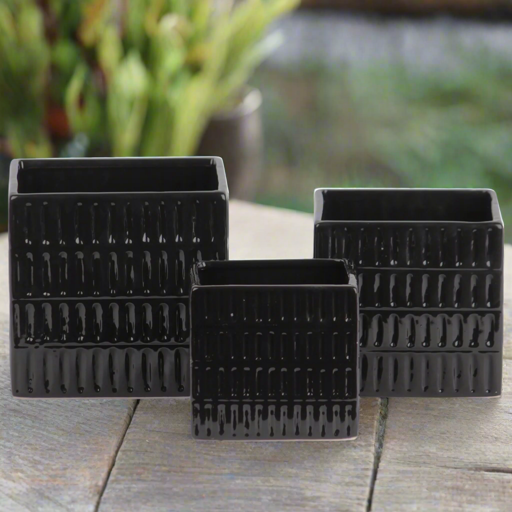 Primrose Ceramic Square Planter Set (Set of 3)