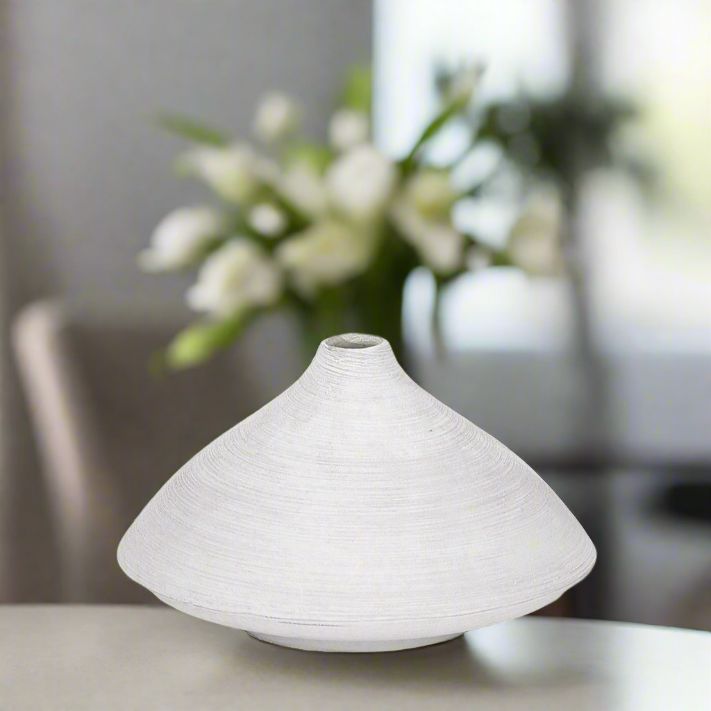 Sharyn Ceramic Short Round Vase with Flared Belly
