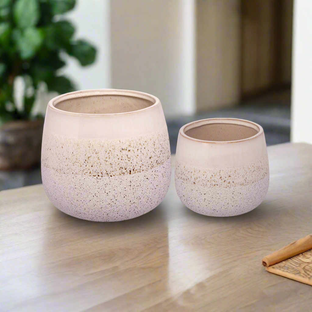 Arvell White Ceramic Pot Set (Set of 2)