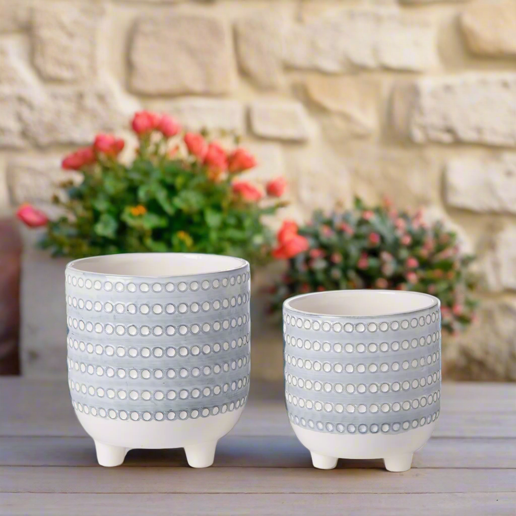 Zyara Baby Blue Tripod Planter Set (Set of 2)