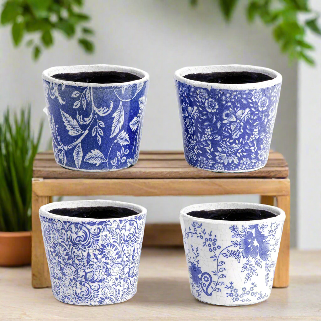 Celestique Ceramic Abstract Pot (Set of 4)