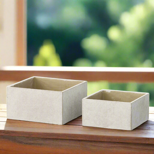 Calvian Terracotta Square Planter Set (Set of 2)