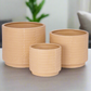 Irene Ceramic Embossed Round Pot Set (Set of 3)
