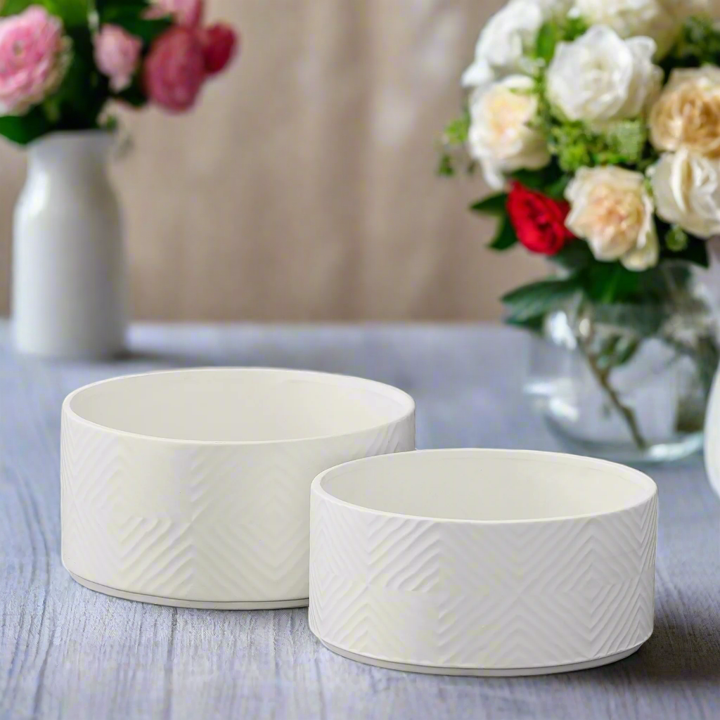 Zerel Diamond Burst Ceramic Planter Set (Set of 2)
