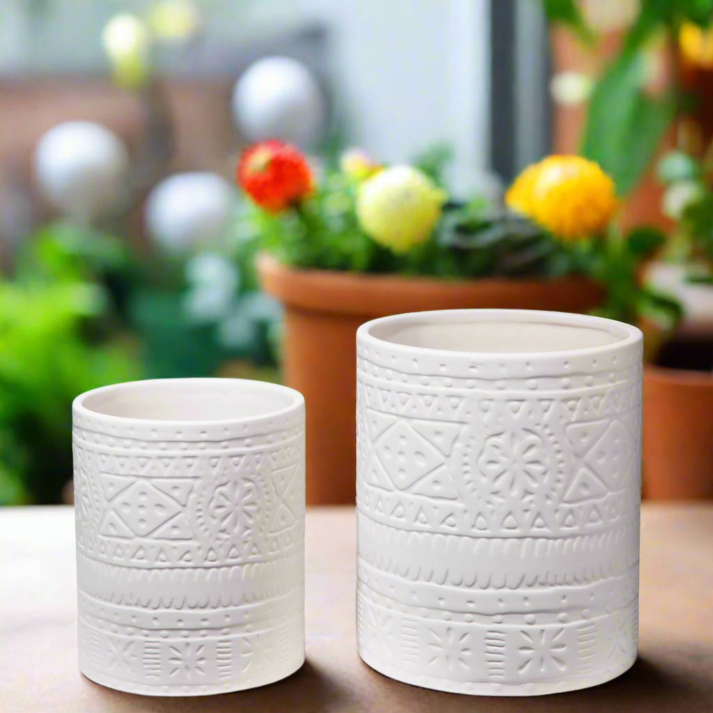Zayora Tribal Ceramic Jar Set (Set of 2)