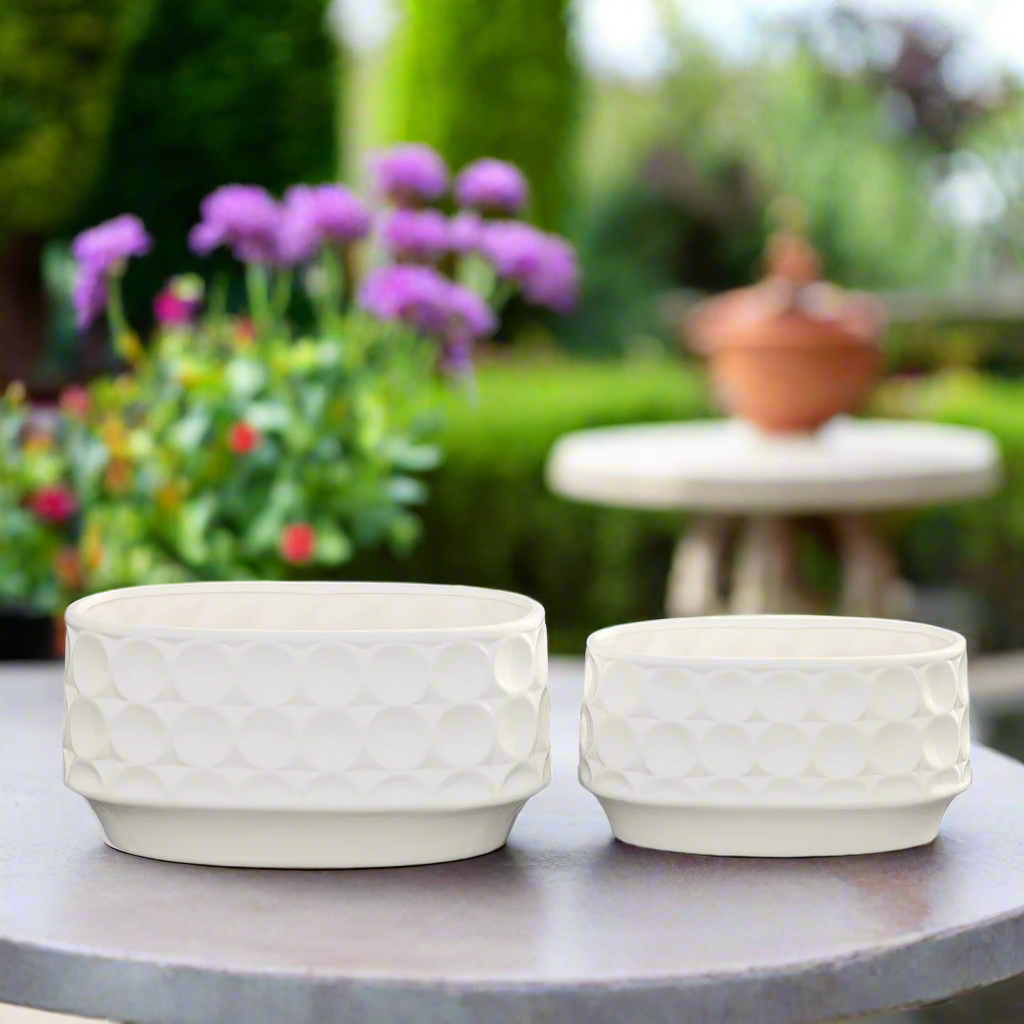 Yvessa Dotted Oval Ceramic Planter Set (Set of 2)