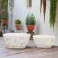 Rosven White Marble Oval Pot Set (Set of 2)