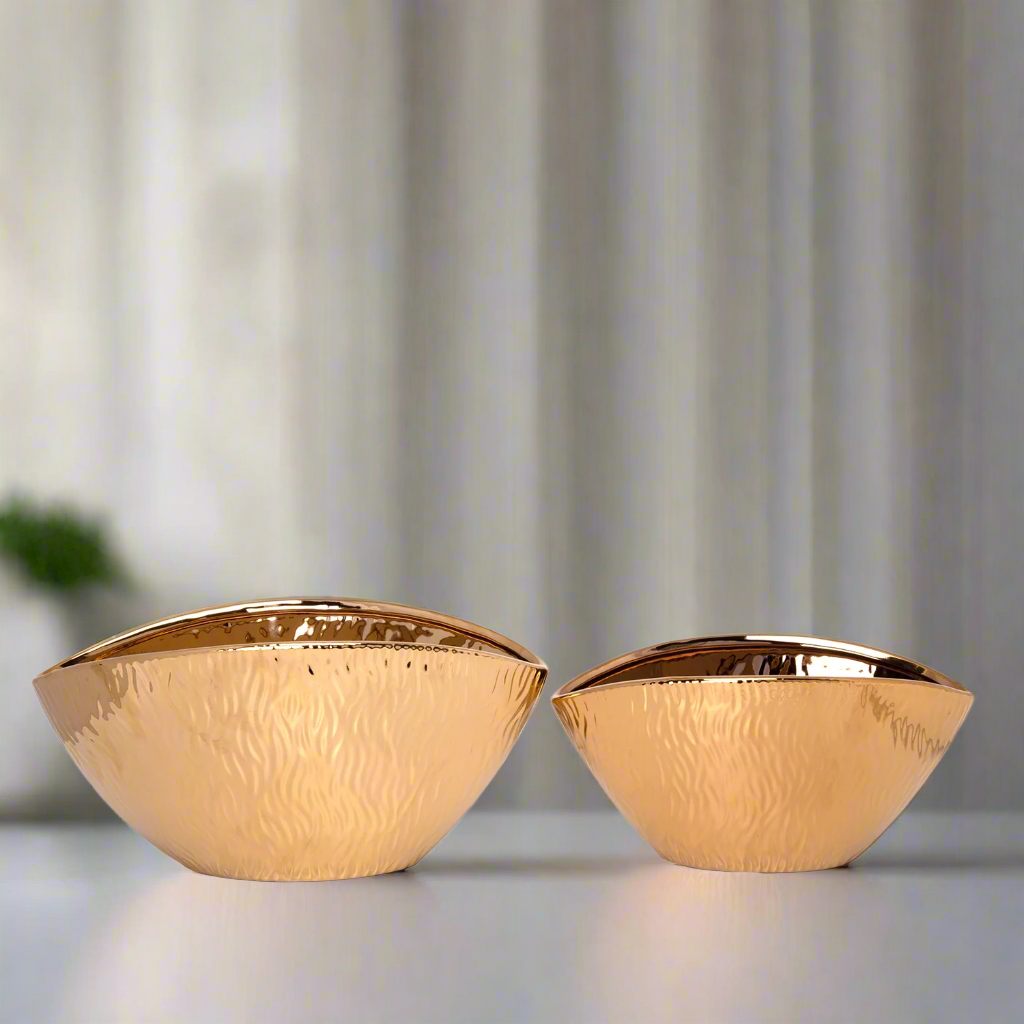Bellamy Electroplated Oval Ceramic Decor Set (Set of 2)