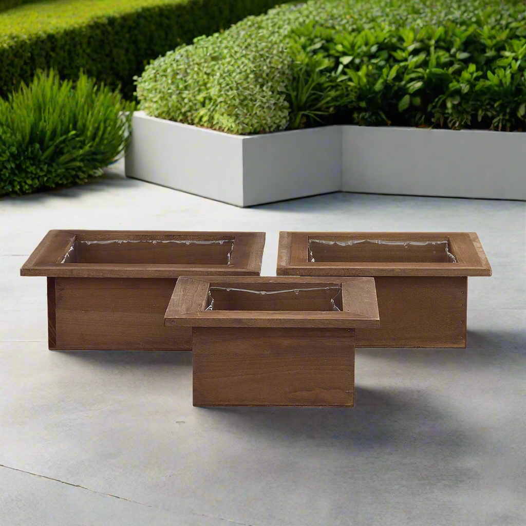 Ceynar Wooden Edge Square Planter Set (Set of 3)
