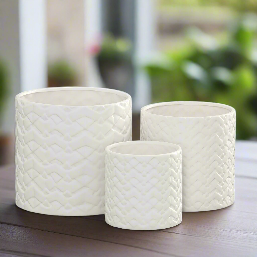 Alene Ceramic Round Planter Set (Set of 3)