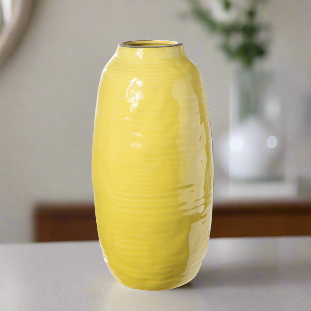 Sylvie Ceramic Tall Ribbed Vase