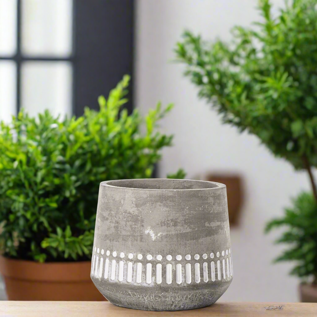 Talia Cement Tribal Round Pot