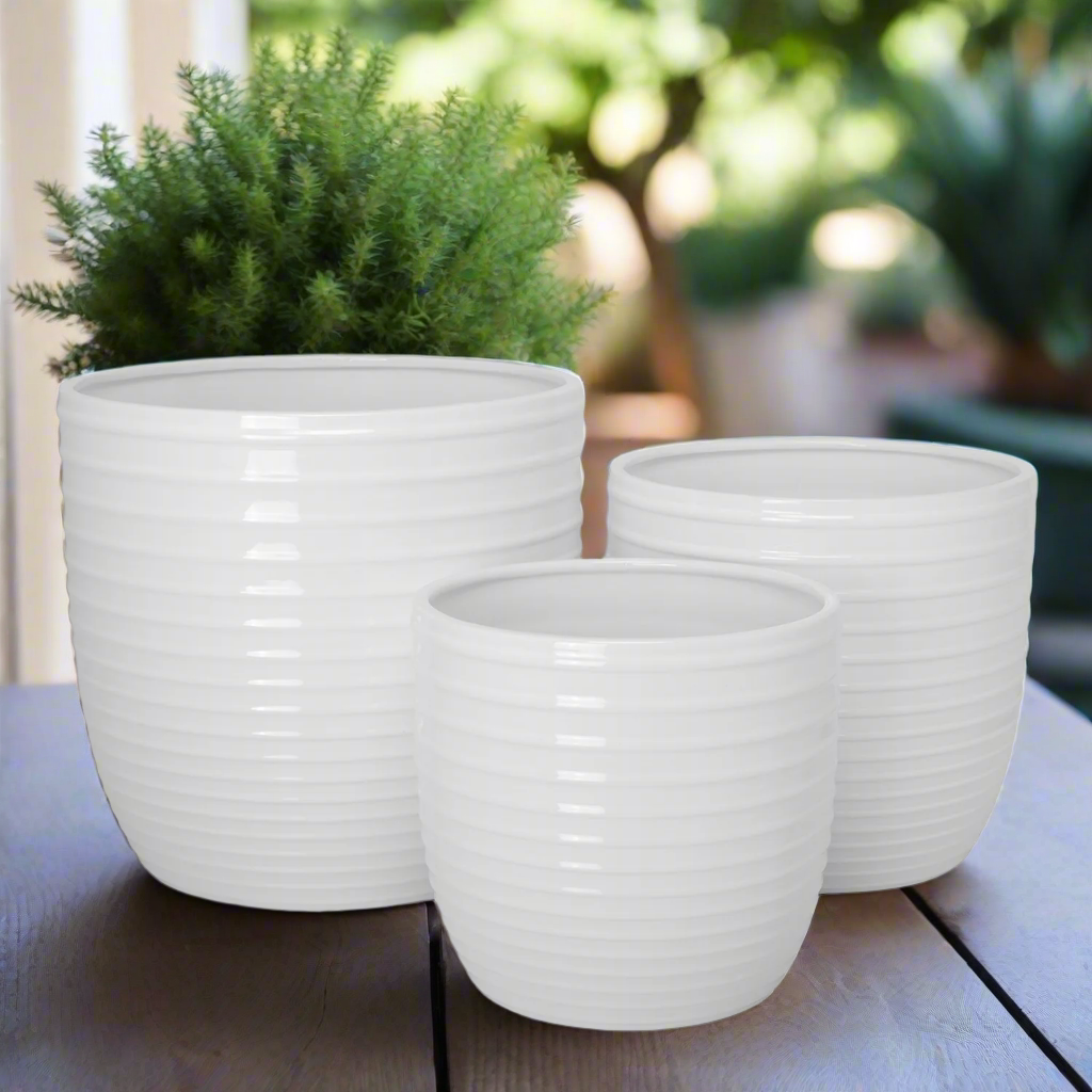 Loryne Layered Banded Planter Set (Set of 3)