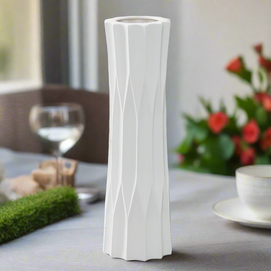 Kaia Ceramic Embossed Diamond Vases