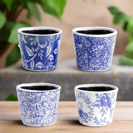 Celestique Ceramic Abstract Pot (Set of 4)