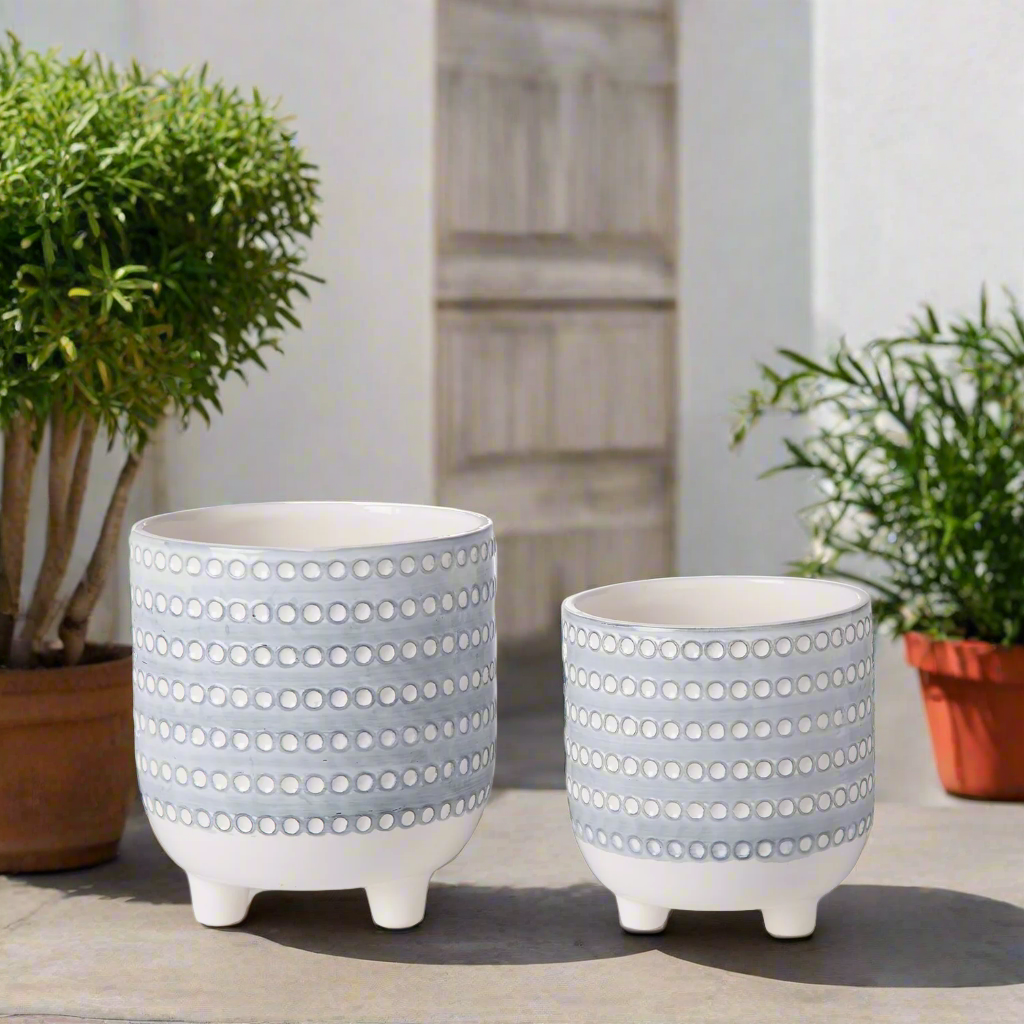 Zyara Baby Blue Tripod Planter Set (Set of 2)