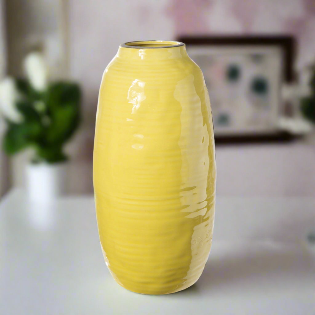 Sylvie Ceramic Tall Ribbed Vase