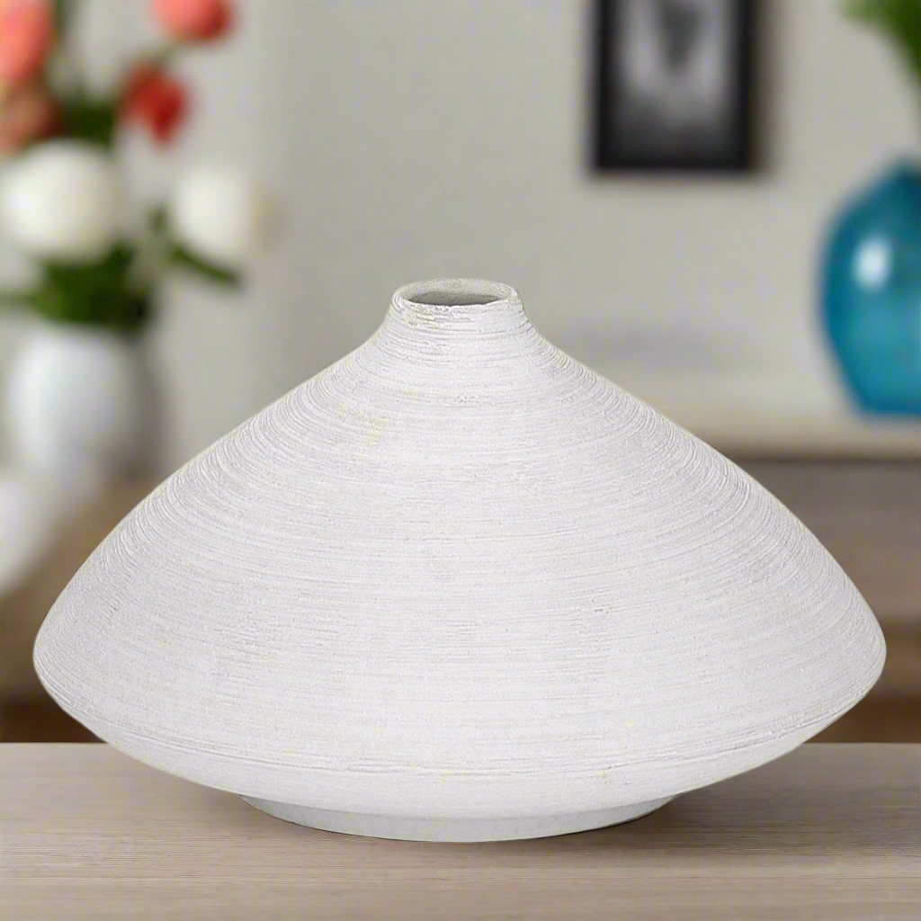 Sharyn Ceramic Short Round Vase with Flared Belly