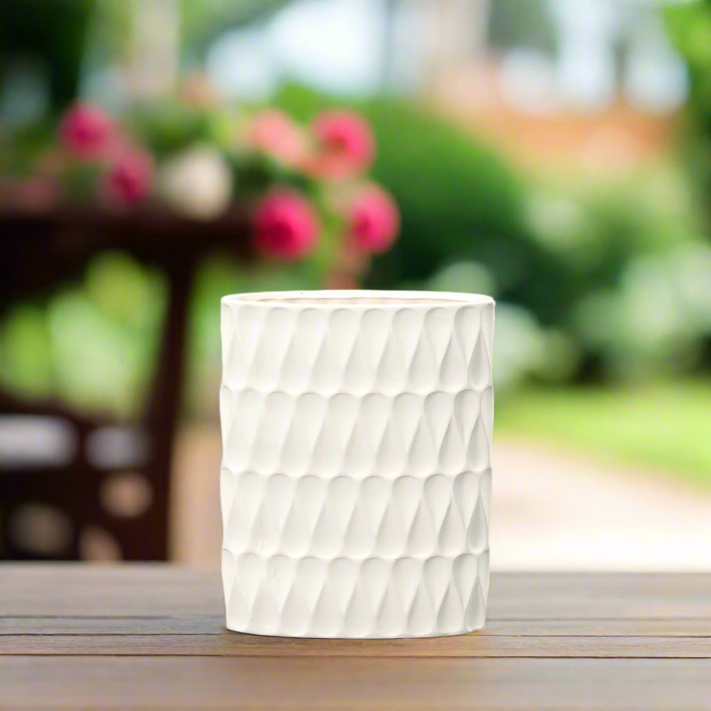 Rehannin Ceramic Oval Vase with Debossed Pear Pattern