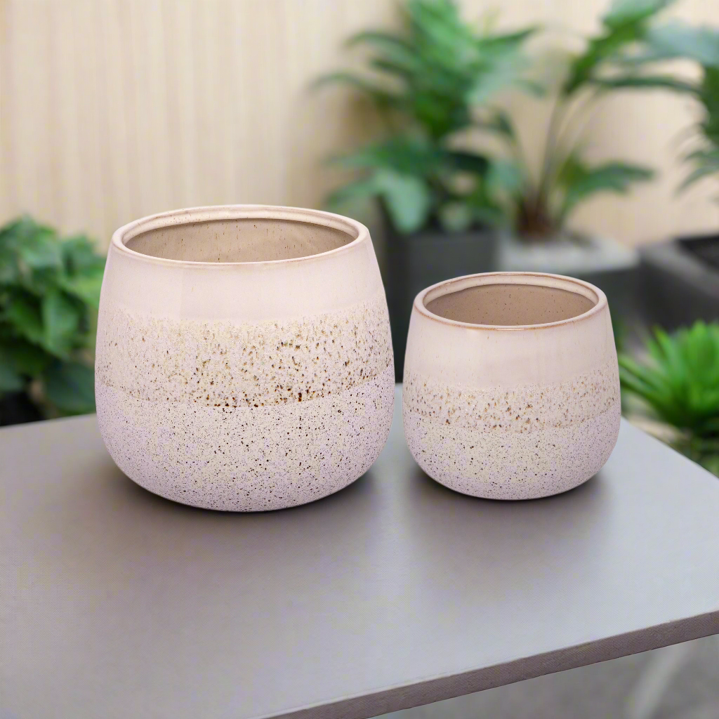 Arvell White Ceramic Pot Set (Set of 2)