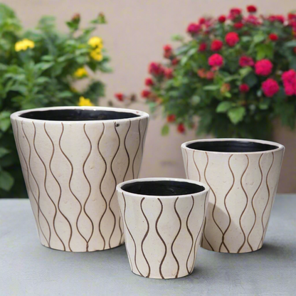 Huorra Wave Ceramic Planter Set (Set of 3)