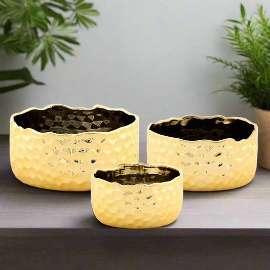 Kyros Hammered Ceramic Planter Set (Set of 3)