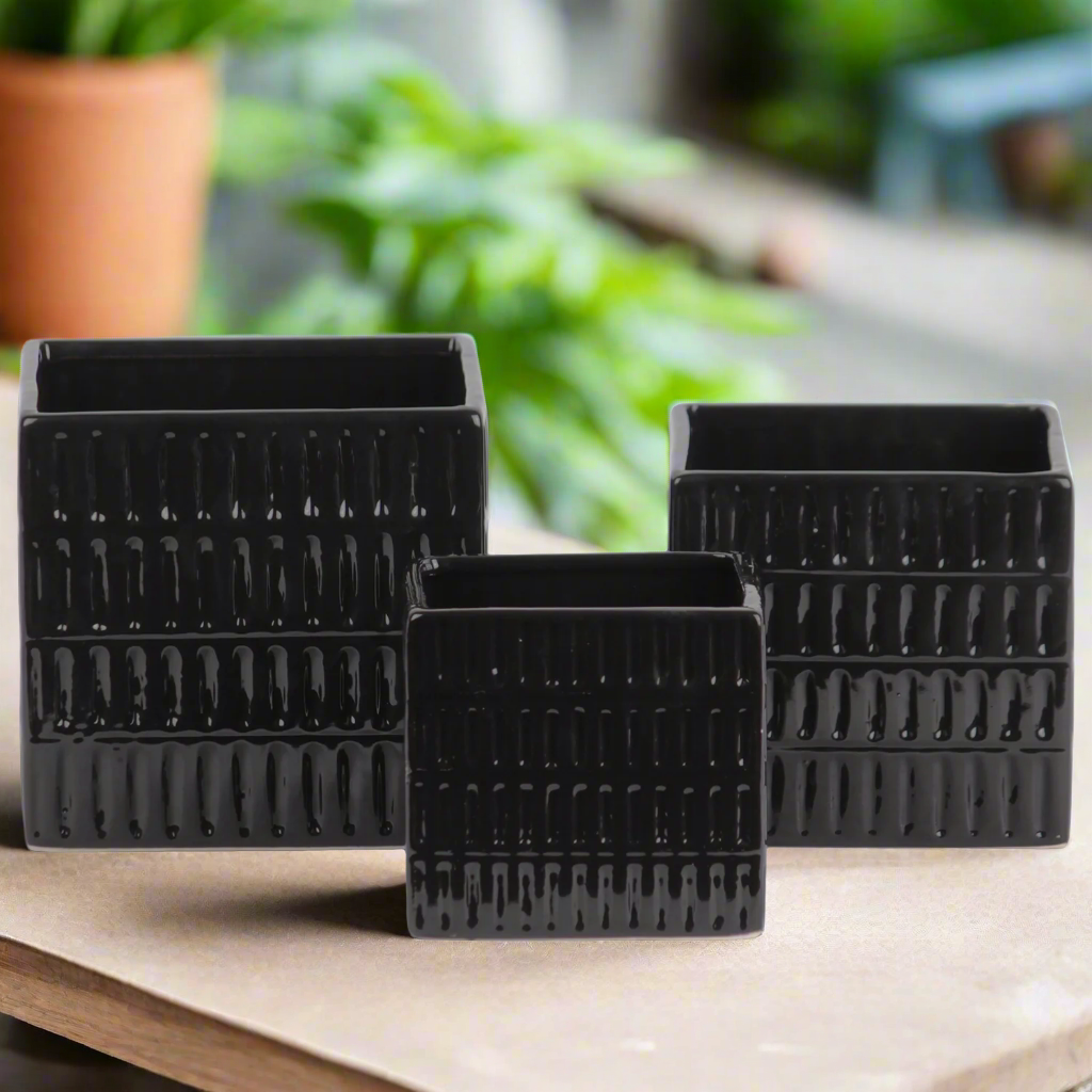 Primrose Ceramic Square Planter Set (Set of 3)