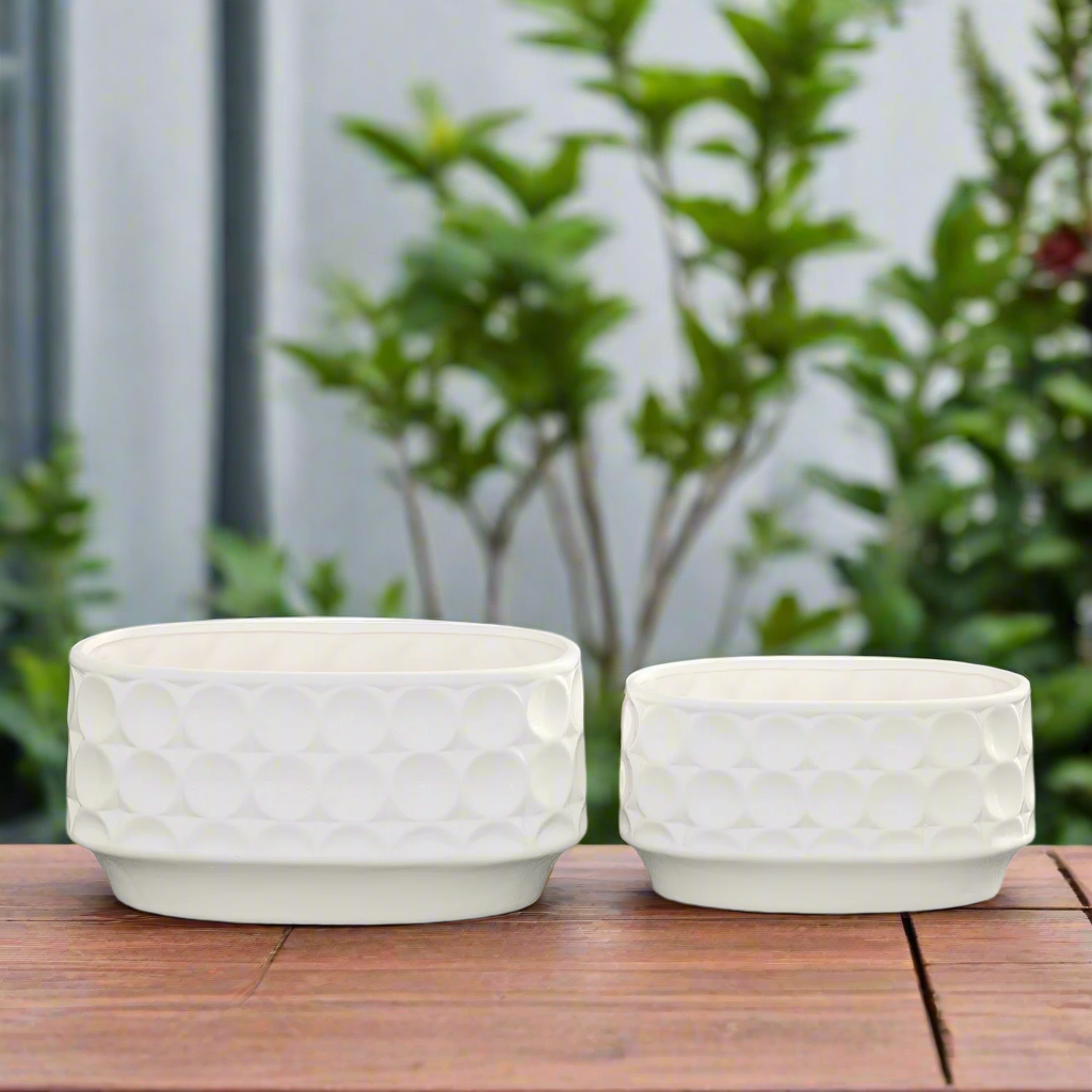 Yvessa Dotted Oval Ceramic Planter Set (Set of 2)