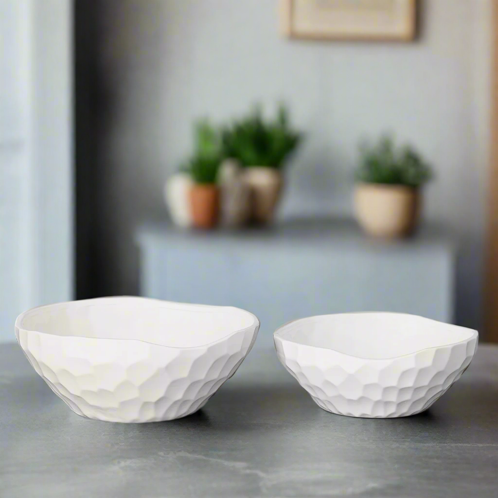 Elara Gloss White Ceramic Pot Set (Set of 2)