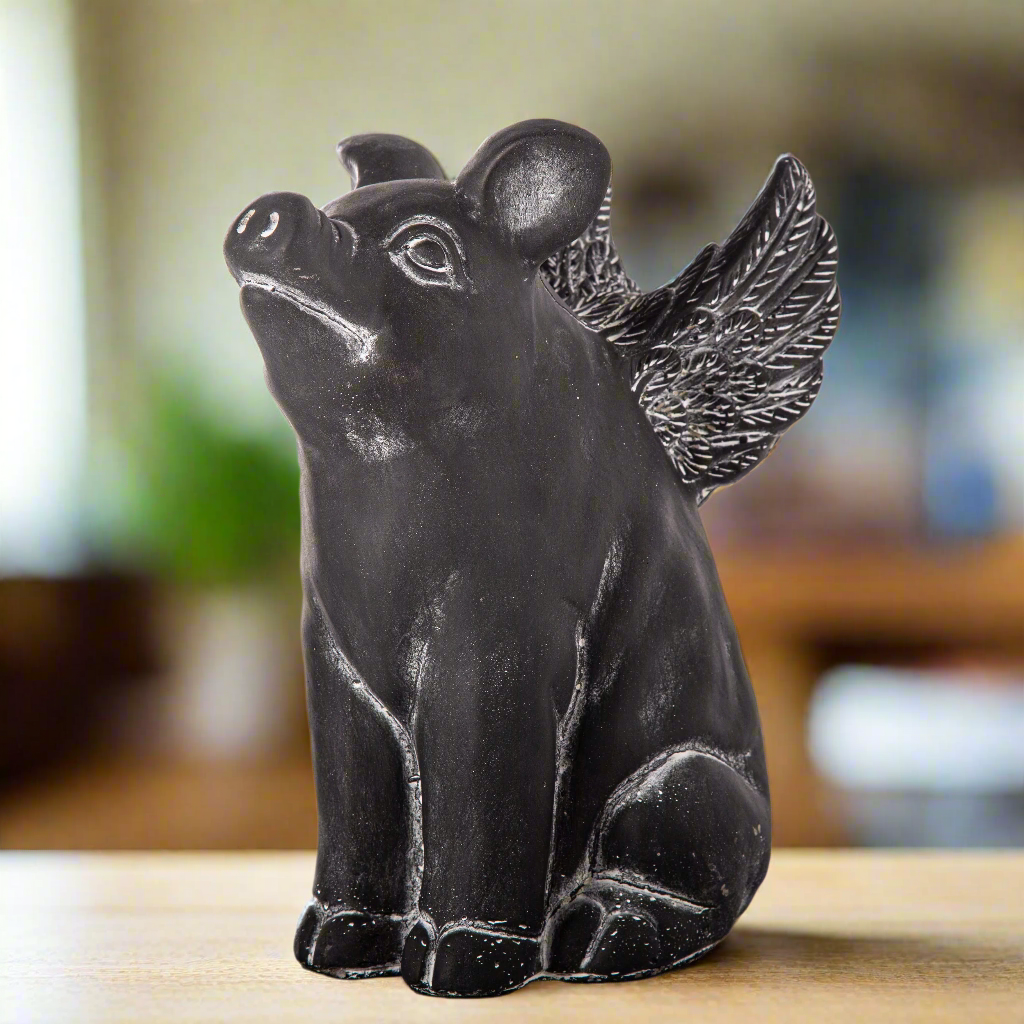Lawra Cement Winged Piglet Figurine