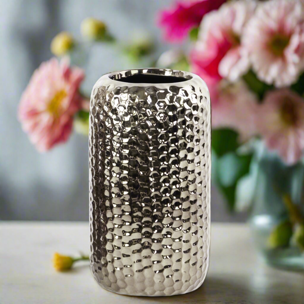 Rosa Ceramic Dimpled Round Vase